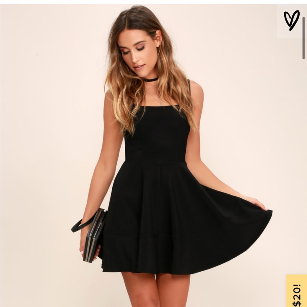 Lulus Home Before Daylight Black Skater dress